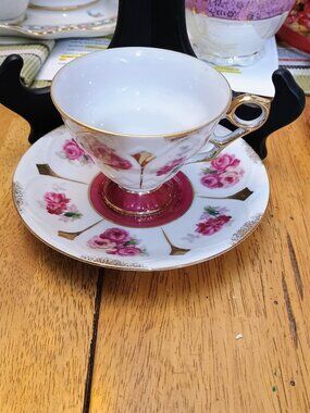 These are vintage Royal Halsey Very Fine Bone China teacup and saucer